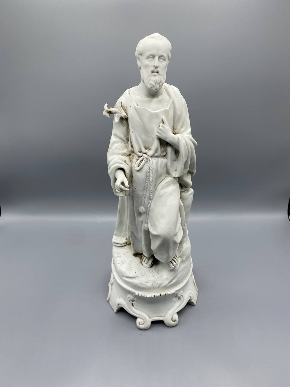 Fin XIXe – début XXe siècle – ancienne statue religieuse Saint Joseph en biscuit