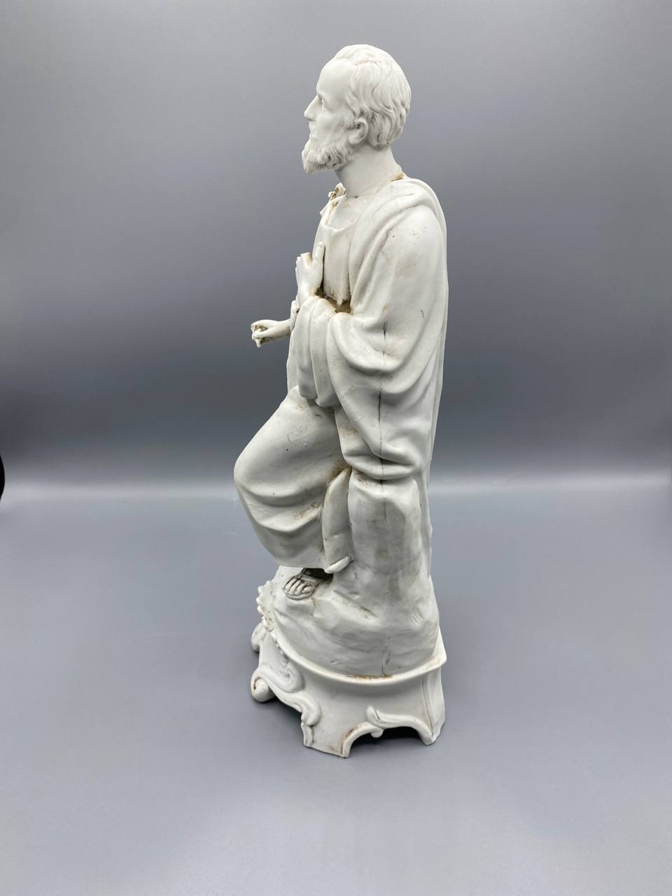 Fin XIXe – début XXe siècle – ancienne statue religieuse Saint Joseph en biscuit