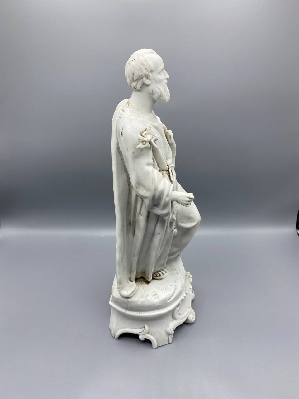 Fin XIXe – début XXe siècle – ancienne statue religieuse Saint Joseph en biscuit