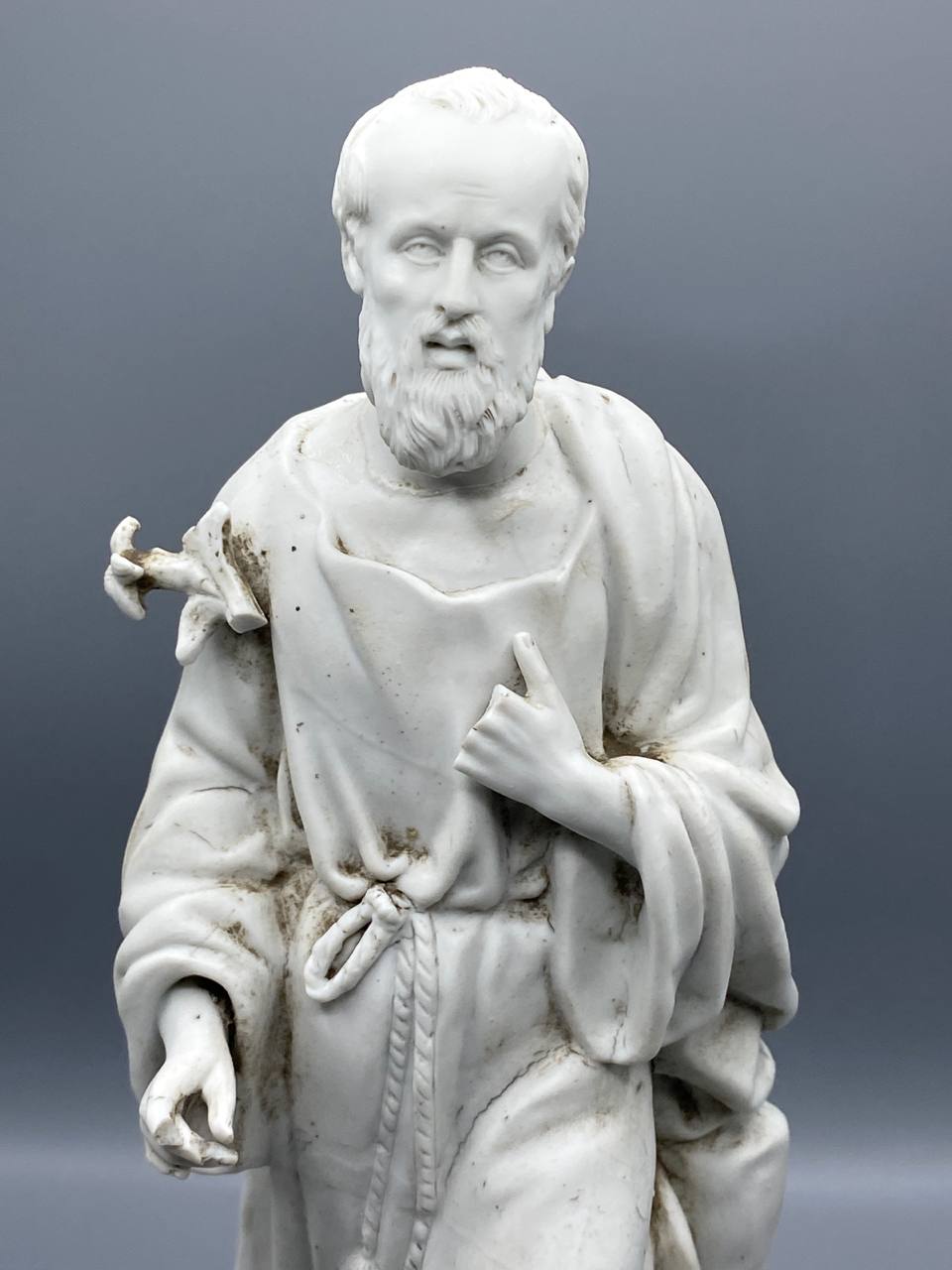 Fin XIXe – début XXe siècle – ancienne statue religieuse Saint Joseph en biscuit