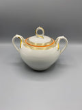 Sucrier ancien en porcelaine années 30–40 – décor doré Art Déco