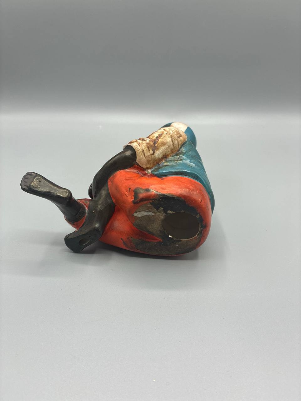 Figurine Joueur de Baseball Assis en Biscuit Polychrome 1950/1970