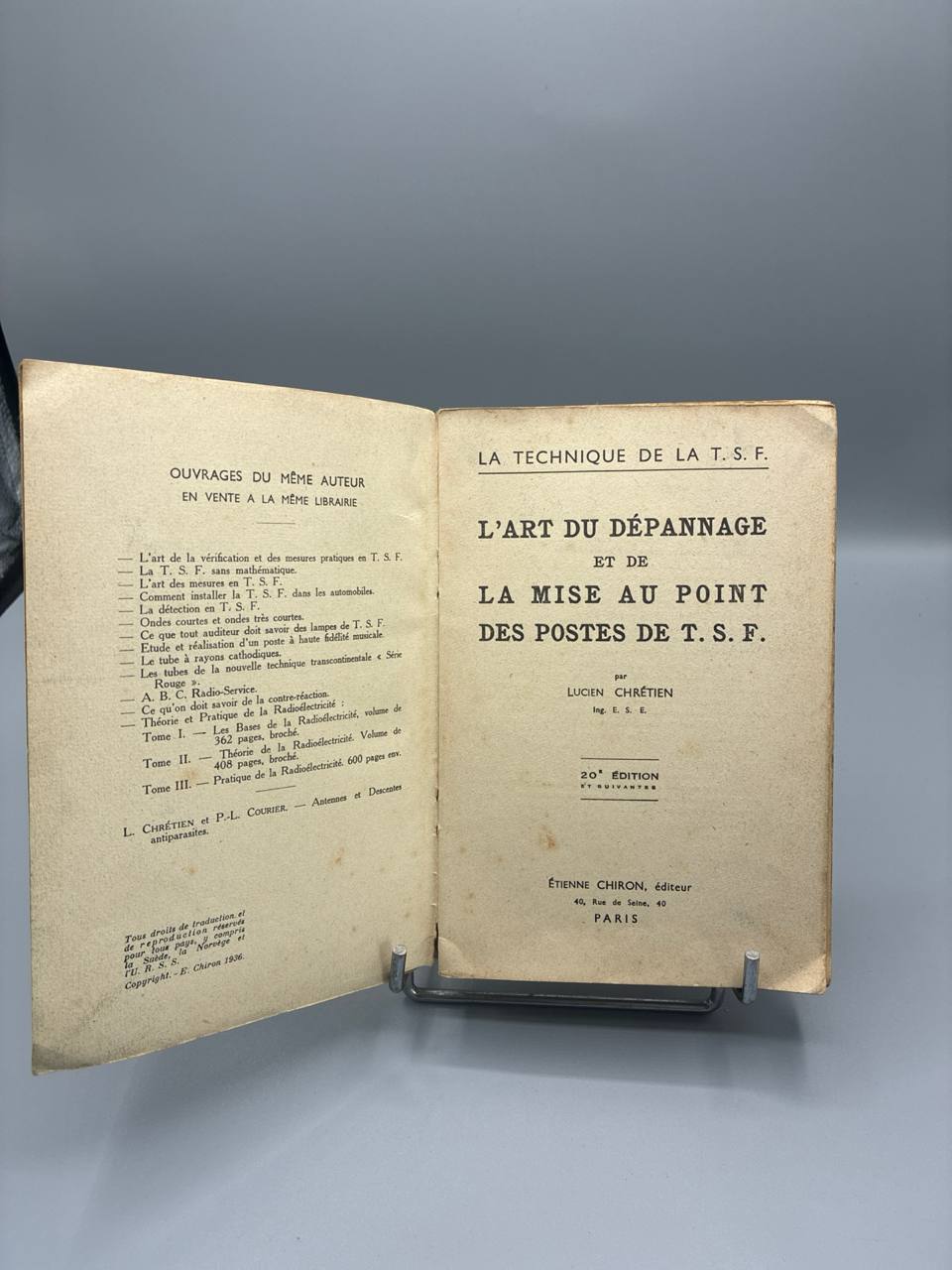 L'Art du Dépannage et de la Mise au Point des Postes de T.S.F. – Lucien Chrétien
