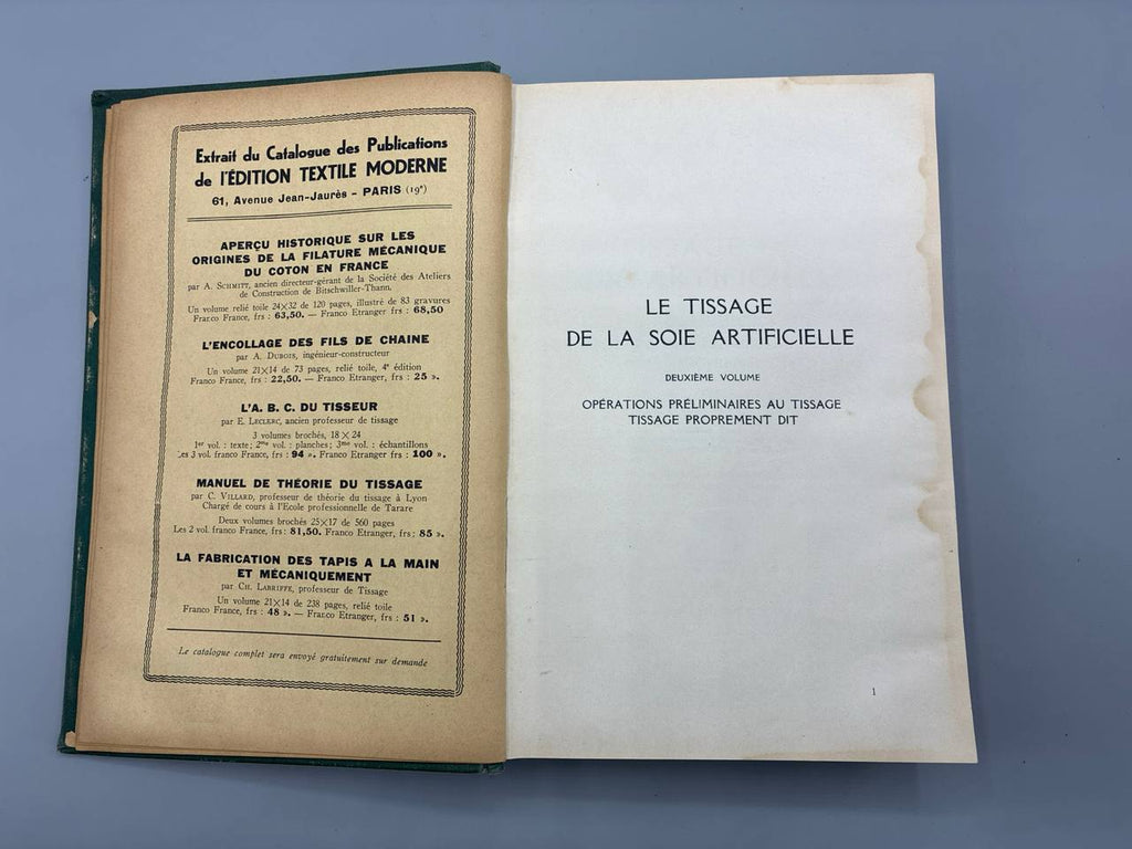 Le Tissage de la Soie Artificielle – Paul Luc – 2 volumes complets – Édition Textile Moderne