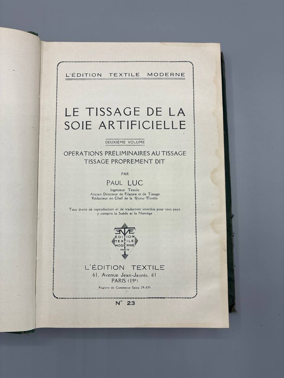 Le Tissage de la Soie Artificielle – Paul Luc – 2 volumes complets – Édition Textile Moderne