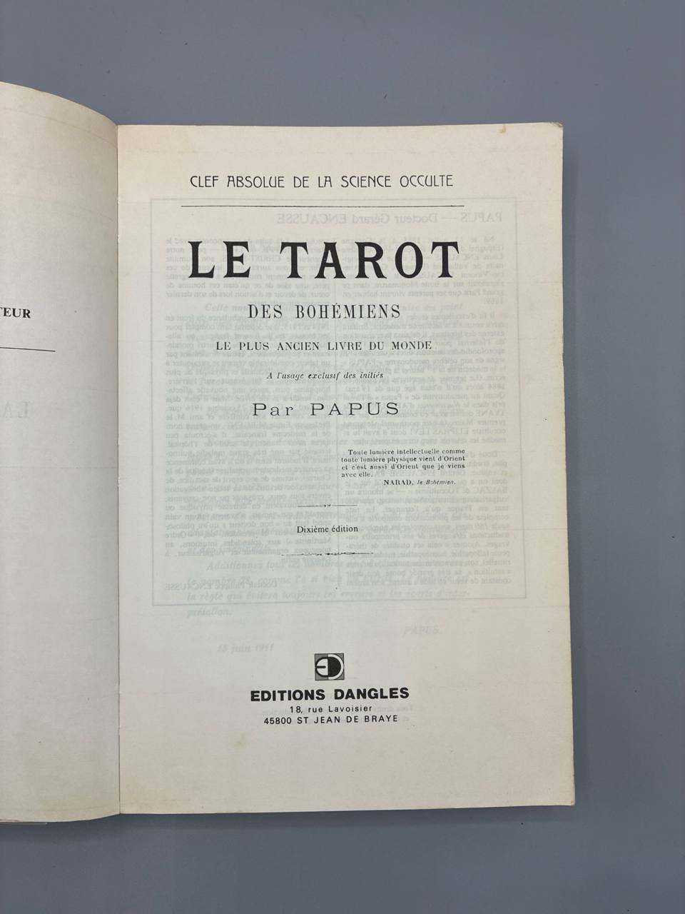 Le Tarot des Bohémiens – Papus (Dr Gérard Encausse) – Éditions Dangles, 10e édition