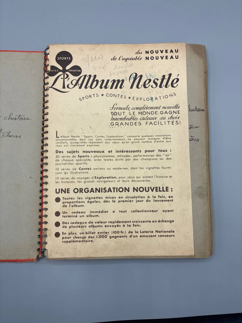 Album Nestlé 1935-1936 – Sports, Contes, Explorations – vignettes anciennes
