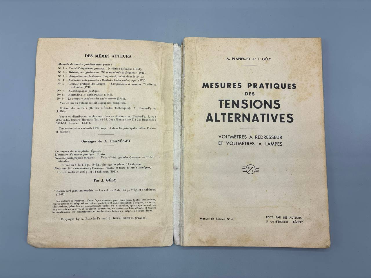 Mesures Pratiques des Tensions Alternatives – Voltmètres à Redresseur et à Lampes – Planès-Py et Gély