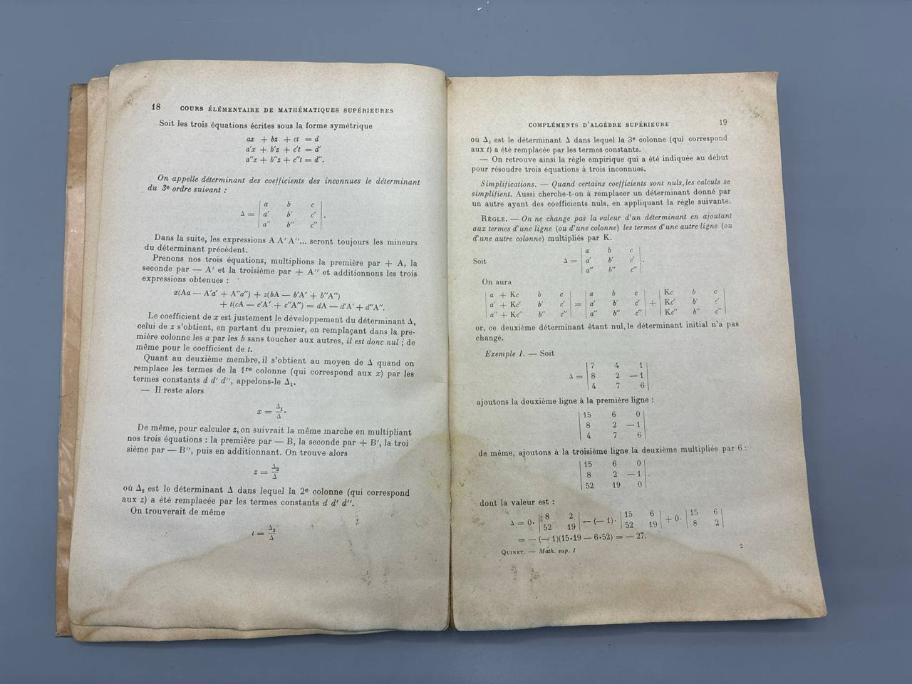 Cours Élémentaire de Mathématiques Supérieures – J. Quinet – Tomes I et II – Dunod
