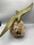 Mouette en vol – Bronze signé G.H. Laurent – Socle pierre naturelle – Art déco