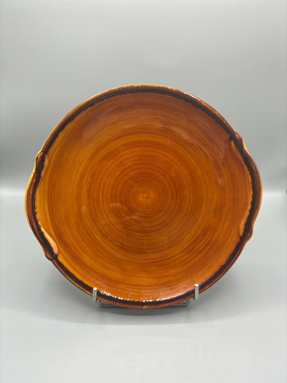 Plat faïence glaçure ambrée – Lunéville Keller & Guérin – début XX ème