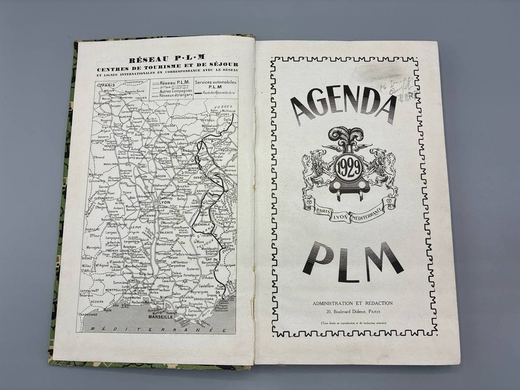 Album-agenda PLM 1929 – vierge – Paris Lyon Méditerranée – illustré Art Déco