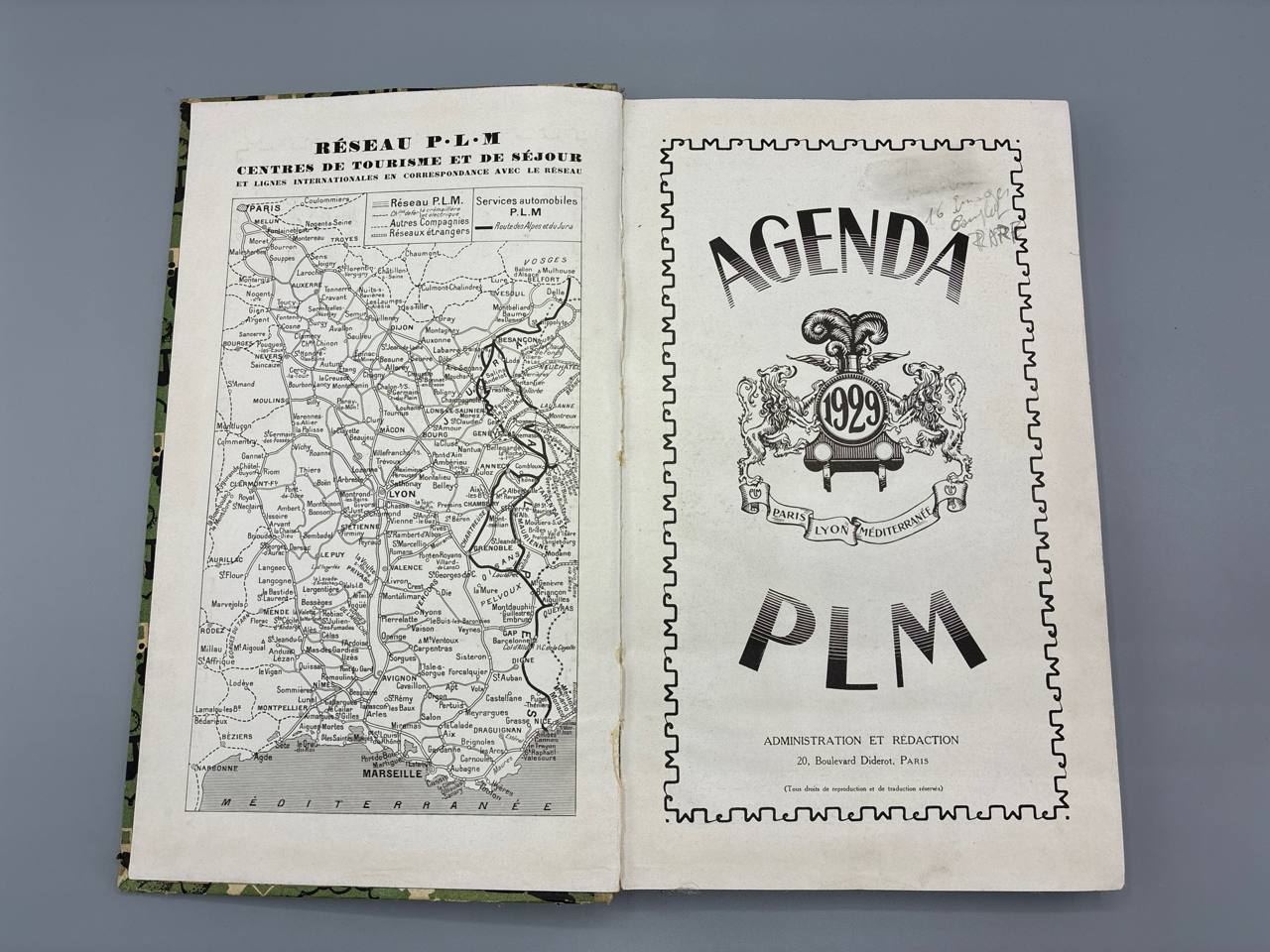 Album-agenda PLM 1929 – vierge – Paris Lyon Méditerranée – illustré Art Déco