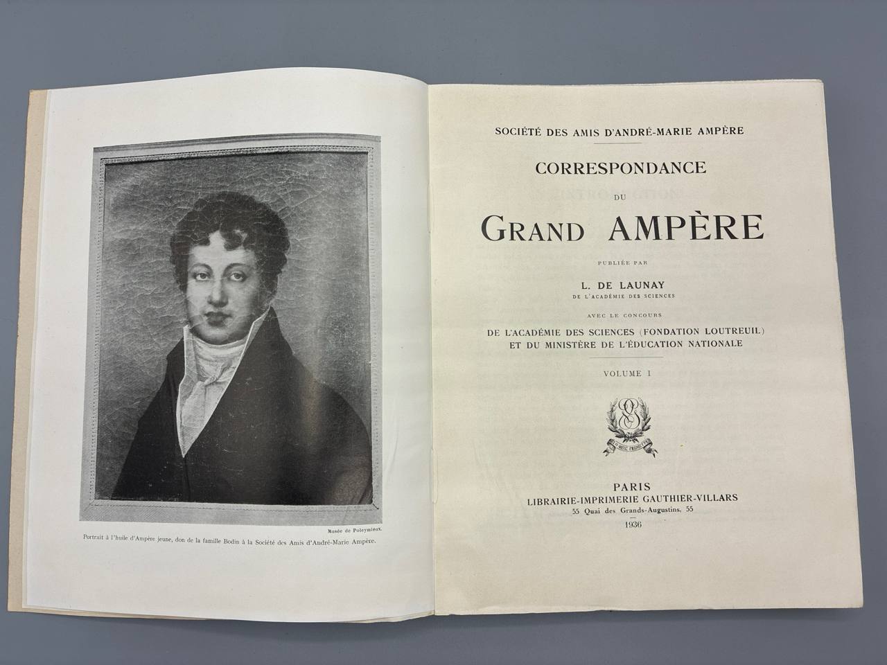 Correspondance du Grand Ampère – Volume I – L. de Launay – Gauthier-Villars 1936