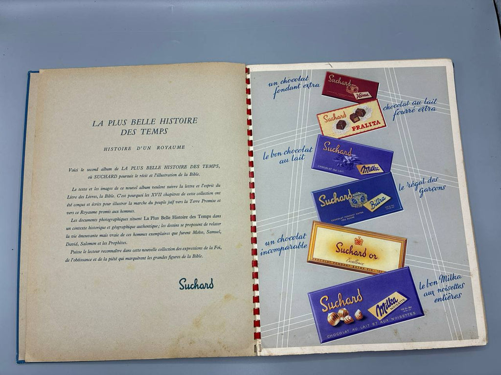 Ensemble Suchard complet – La Plus Belle Histoire des Temps I & II – albums illustrés années 50