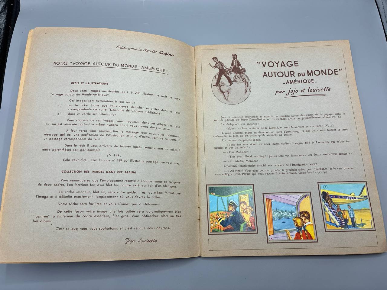 Jojo et Louisette – Voyage autour du monde (Amérique) – Album illustré chocolat Casino années 50