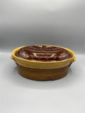 Terrine en terre cuite vernissée avec couvercle – Poterie régionale ancienne – 27 cm