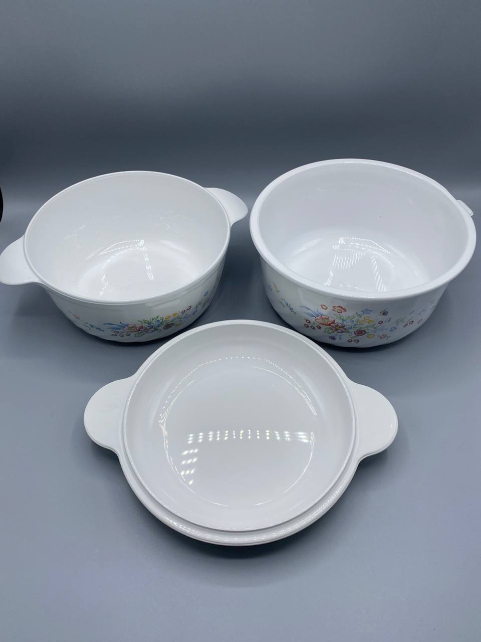 Arcopal France – Lot de 2 cocottes vintage "Fleurs des champs" avec couvercle