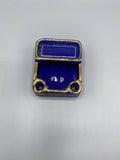 Accessoire d’écritoire en céramique bleu cobalt et doré – Repose-plumes vintage
