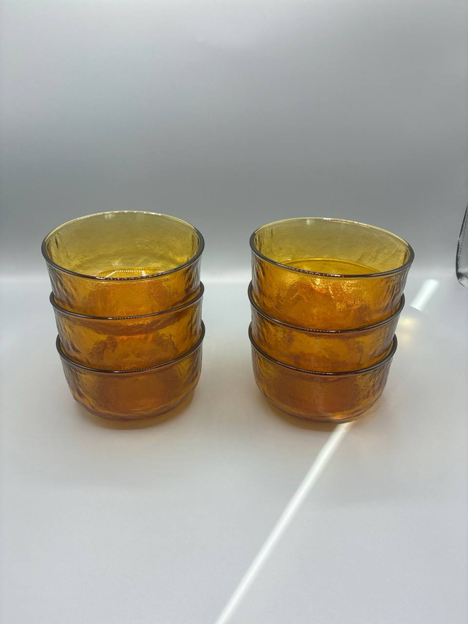 Coupelles vintage verre ambré années 70 – lot de 6
