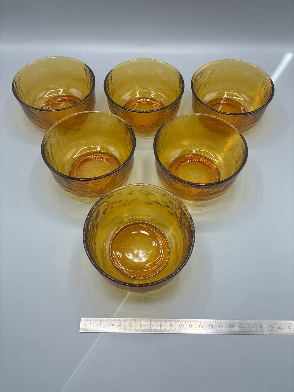 Coupelles vintage verre ambré années 70 – lot de 6