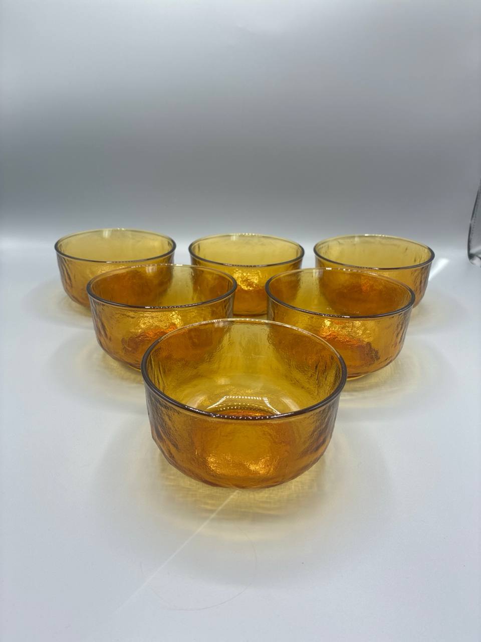 Coupelles vintage verre ambré années 70 – lot de 6