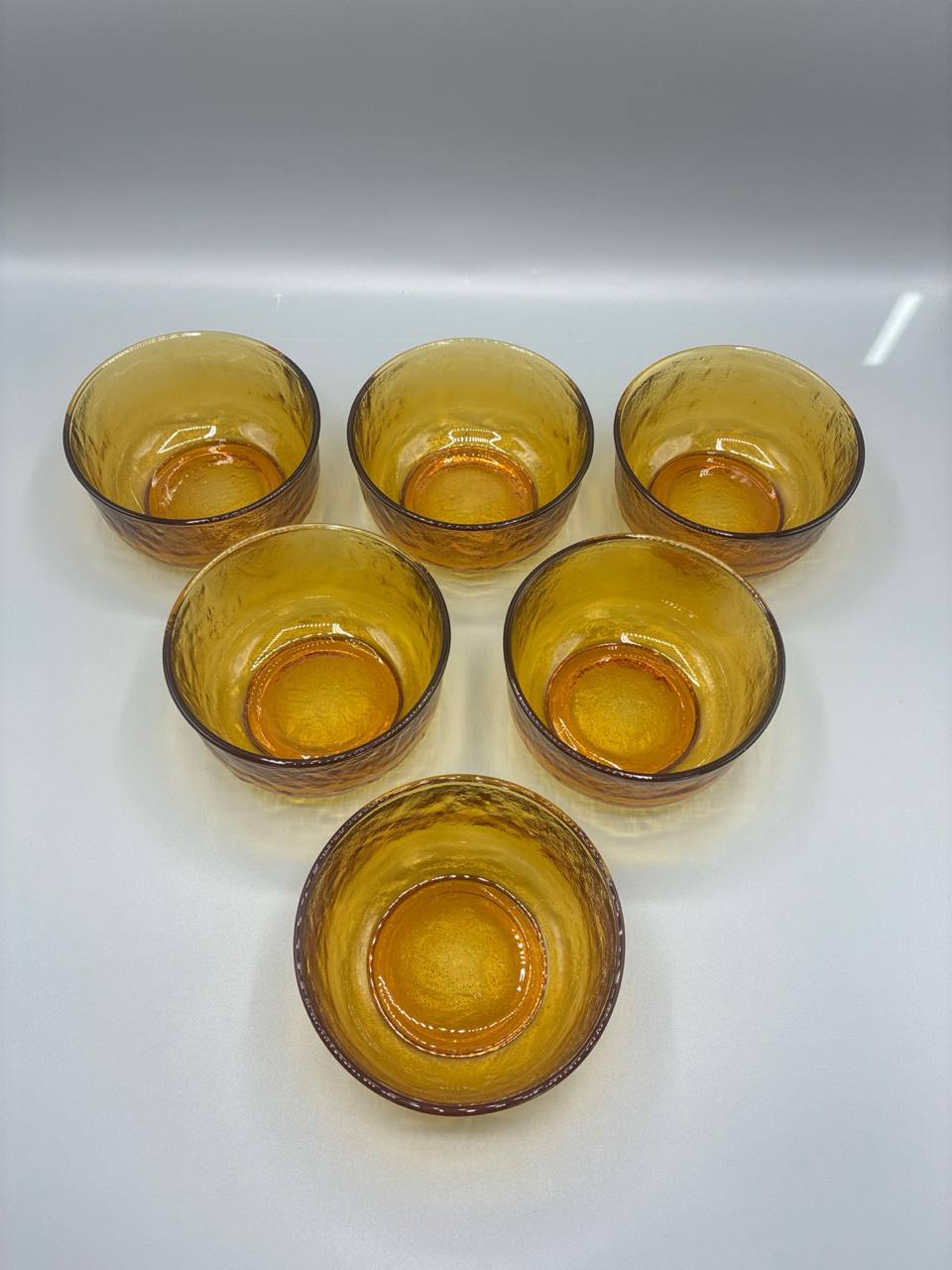 Coupelles vintage verre ambré années 70 – lot de 6