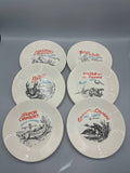 Assiettes gastronomie française – Série complète 6 pièces – Porcelaine italienne années 60-70