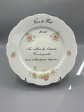 Assiette Noces de Perle – Porcelaine blanche décorée roses et poème