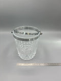 Seau à glace en cristal taillé – Monture et anse chromées – Art de la table vintage