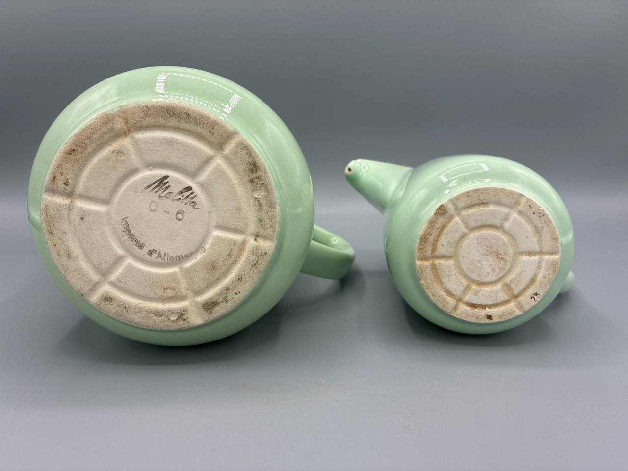 Cafetière et pot à lait – Melitta Allemagne – céramique vert céladon – années 1950-1960