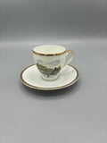 Tasse à café et soucoupe – Edelstein Bavaria – décor Koblenz – porcelaine dorée relief