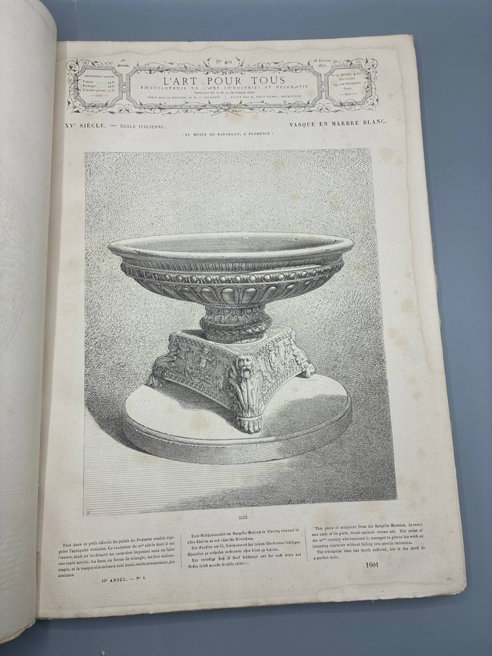 L'Art pour Tous – Encyclopédie de l'Art Industriel et Décoratif – Seizième Année 1877