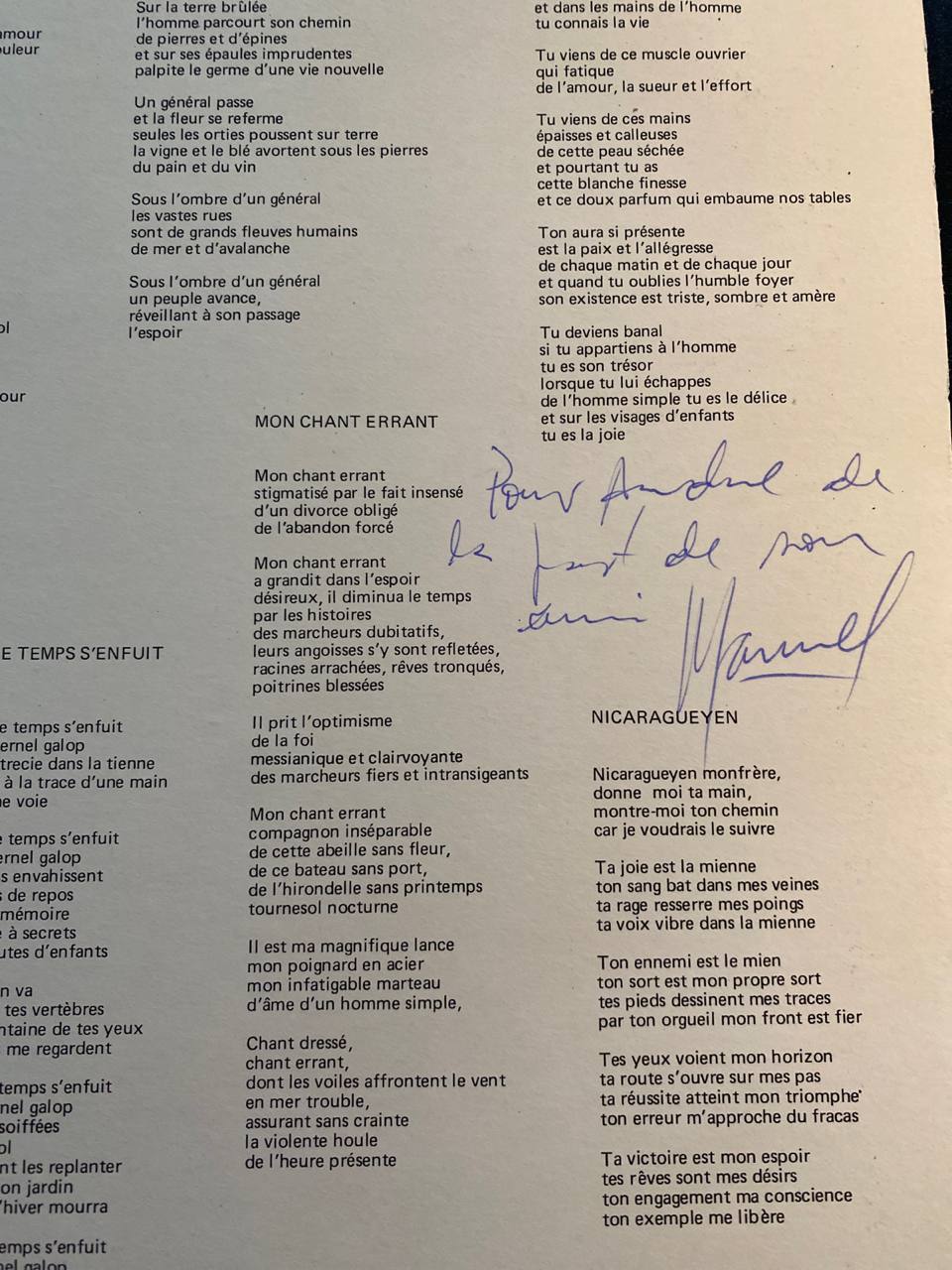 Manuel Gallardo – Mi Canto Errante – LP dédicacé par l'artiste – Musique Chilienne Exil