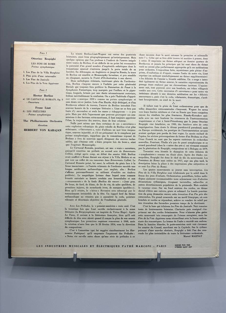 Liszt, Respighi, Berlioz – Les Préludes, Les Pins de Rome, Carnaval Romain – Karajan – Philharmonia – Columbia
