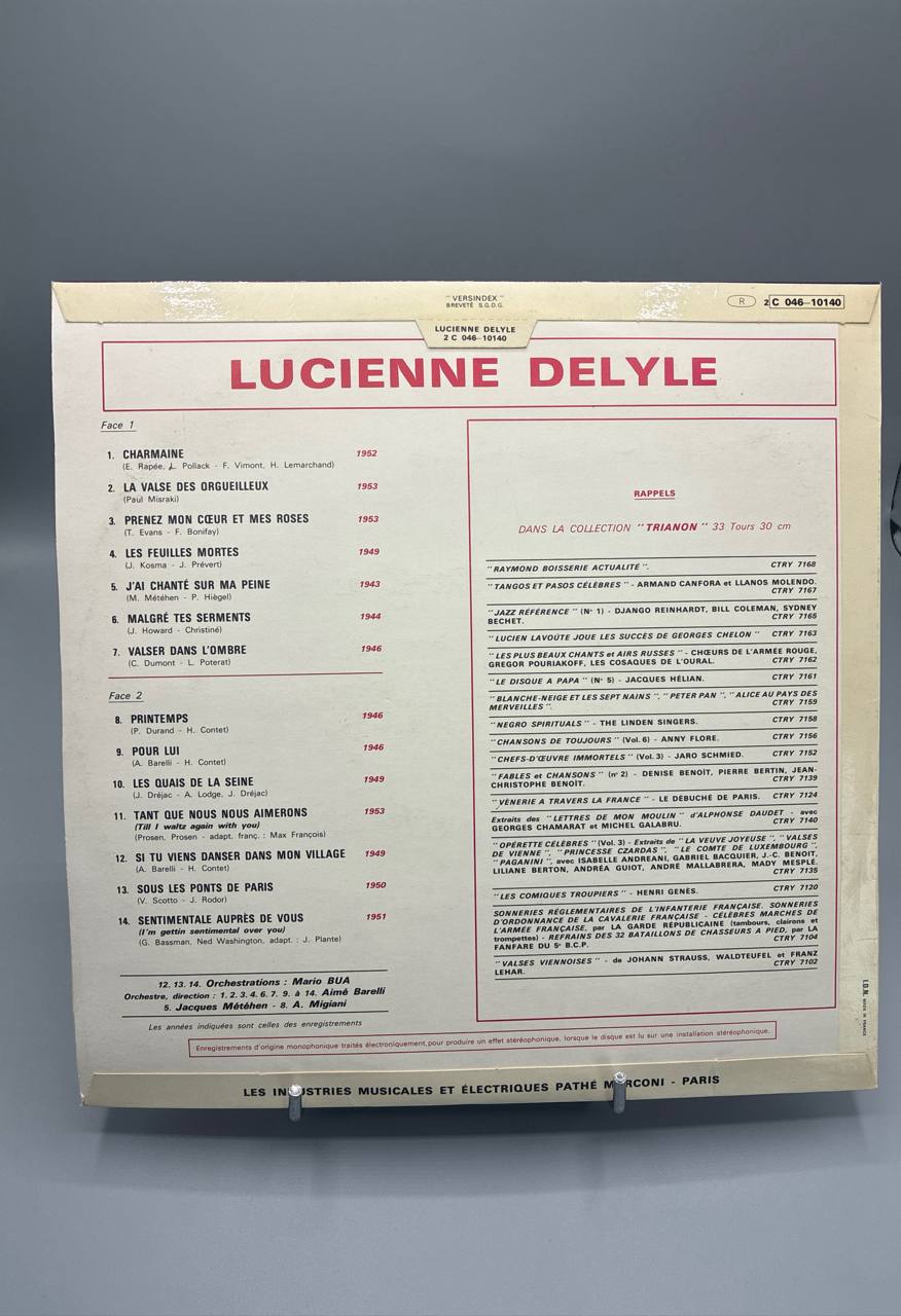 Lucienne Delyle – Charmaine, Les Feuilles Mortes, Sous les Ponts de Paris – Trianon Pathé Marconi