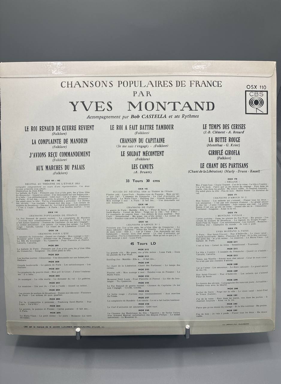 Vinyle 33T Yves Montand – Chansons Populaires de France