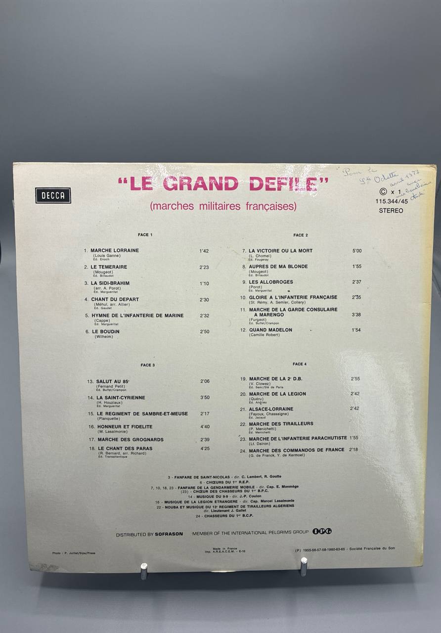 Le Grand Défilé – Marches Militaires Françaises – Marche Lorraine, Le Boudin, Chant des Paras – Decca
