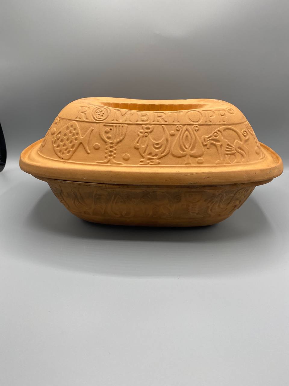 Cocotte Römertopf en terre cuite – Grande taille ovale – Cuisson vapeur vintage