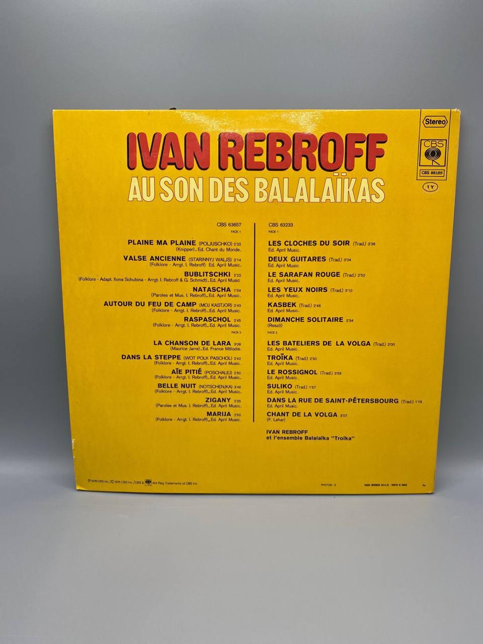 IVAN REBROFF – Au Son des Balaïkas – Double album CBS – Ensemble Balaïka Troïka