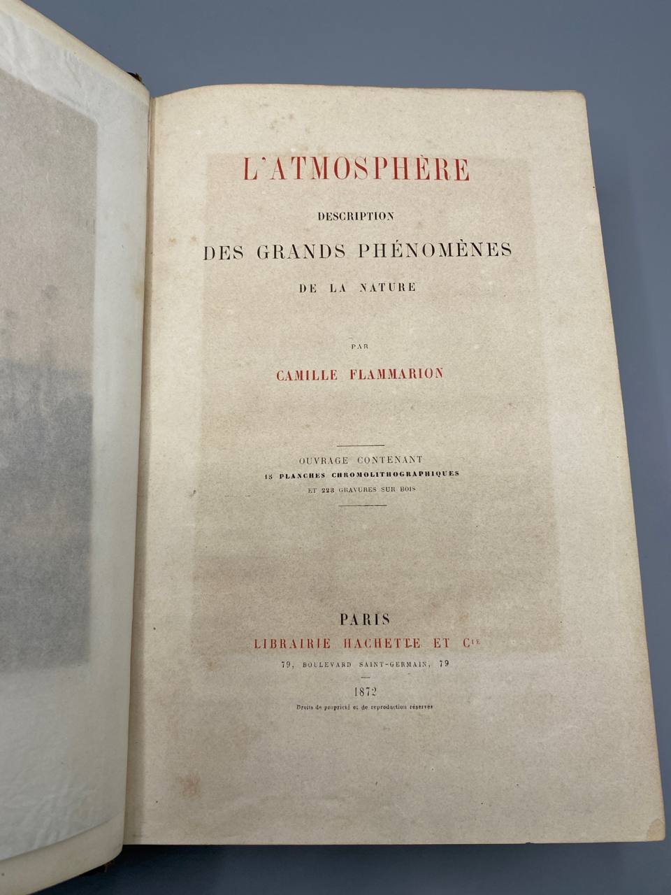 L'Atmosphère. Description des Grands Phénomènes de la Nature – Camille Flammarion – Hachette, 1872