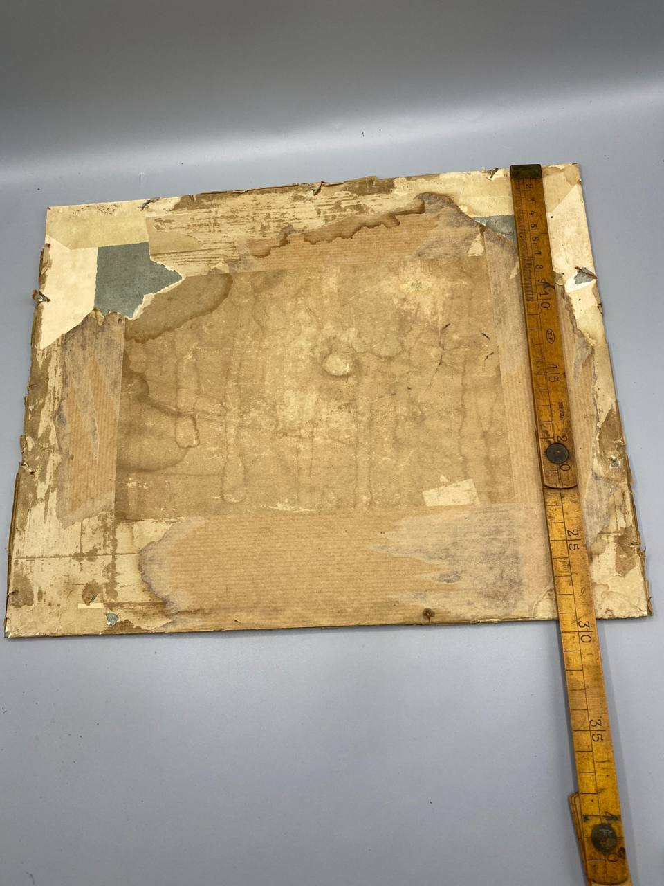 Panneau liturgique catholique latin, chromolithographie enluminée sur panneau bois