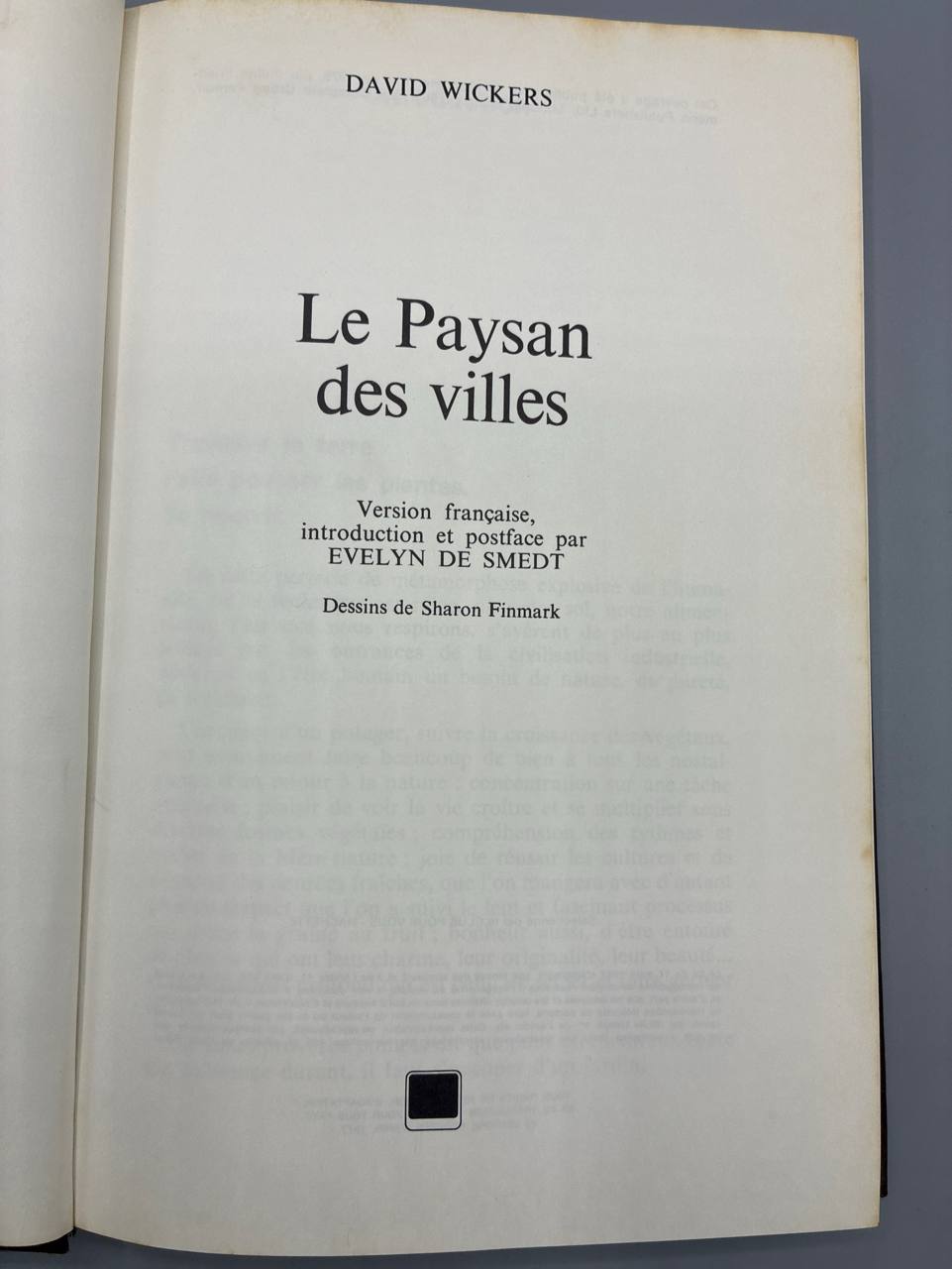 Le Paysan des villes – David Wickers – Editions Seghers, 1977