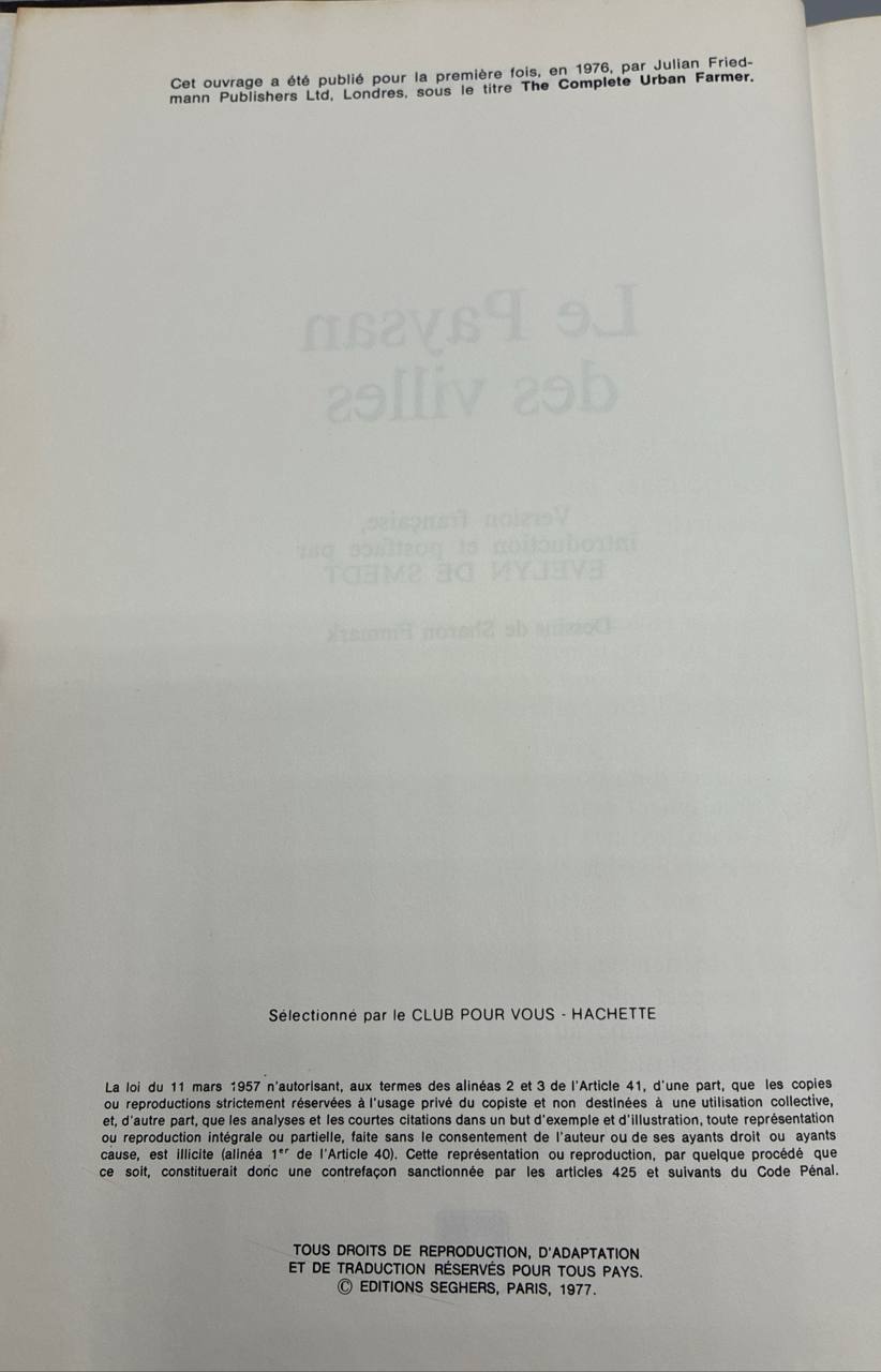 Le Paysan des villes – David Wickers – Editions Seghers, 1977