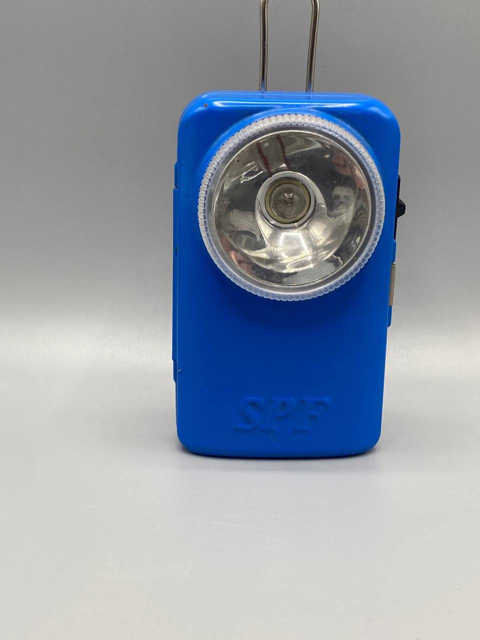 Lampe de poche SPF métal laqué bleu réflecteur chromé Vintage années 60