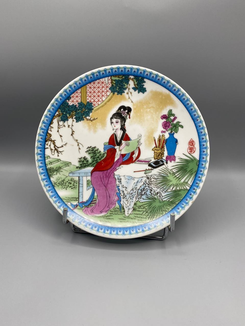 Assiette porcelaine chinoise Tanchun serie Reve dans le Pavillon Rouge Hong Lou Meng