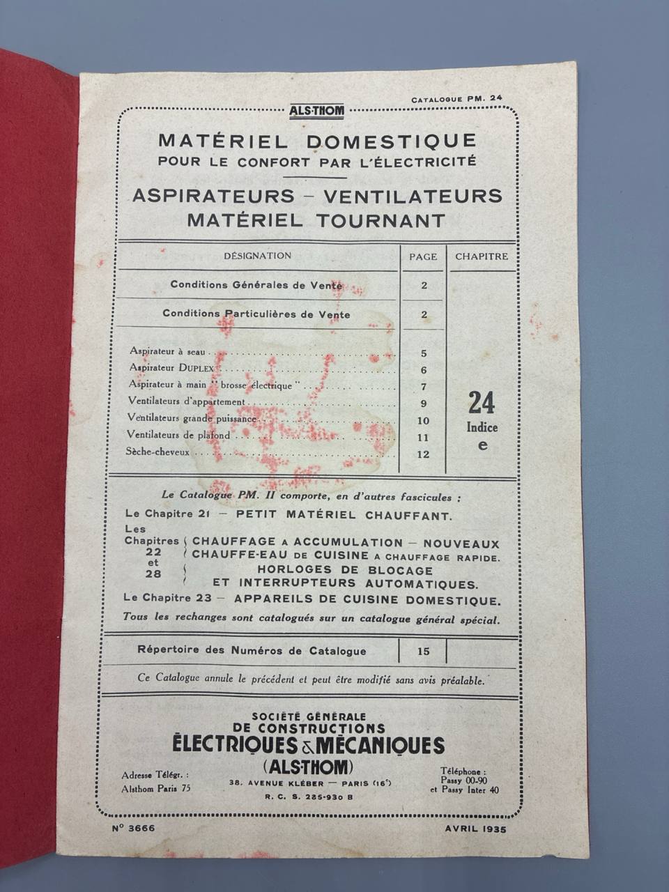 Catalogue ALS-THOM, aspirateurs, ventilateurs, matériel tournant