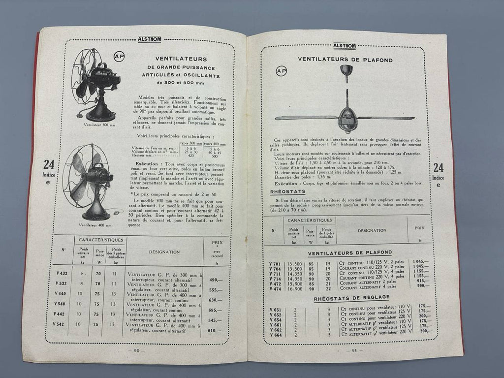Catalogue ALS-THOM, aspirateurs, ventilateurs, matériel tournant