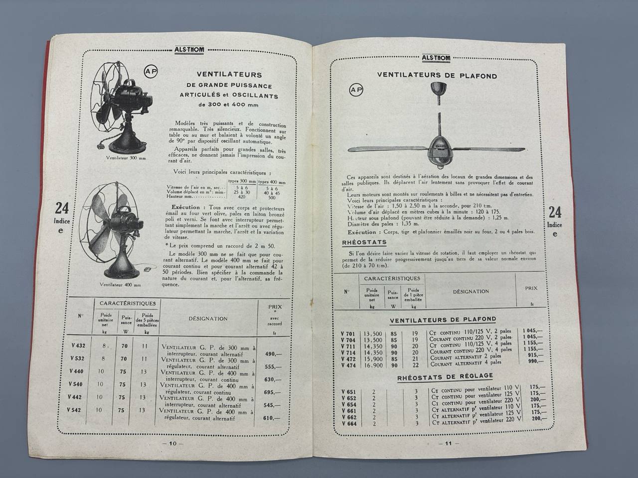 Catalogue ALS-THOM, aspirateurs, ventilateurs, matériel tournant