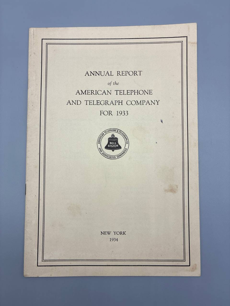 Rapport annuel AT&T 1933, American Telephone and Telegraph Company